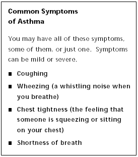 Common Symtoms of Asthma include Coughing, Wheezing, Chest Tightness ...